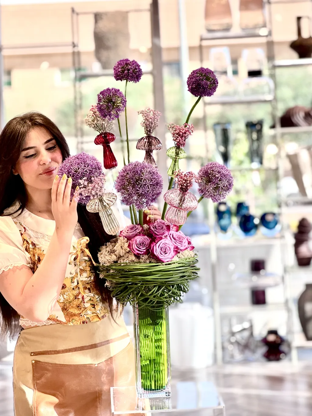 فازة الفطر الزجاجي الملون